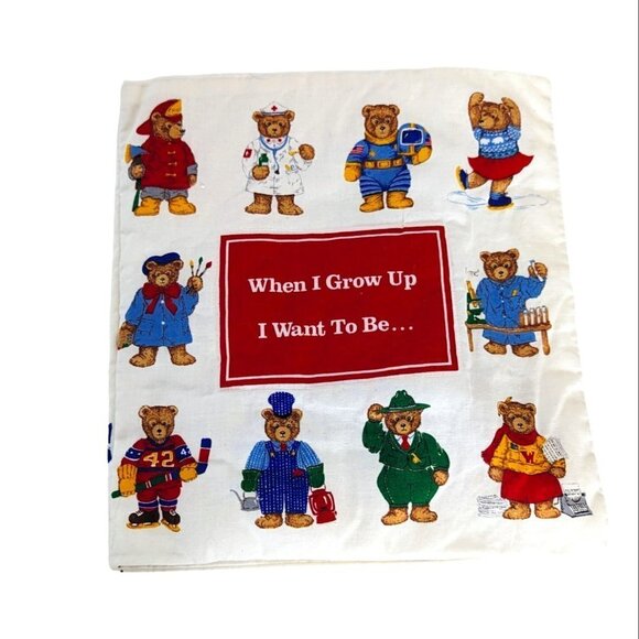 Cranston Print Works Co. Other - Teddy Bears Fabric Book Soft Quilted When I Grow Up I Want To Be VIP Cranston